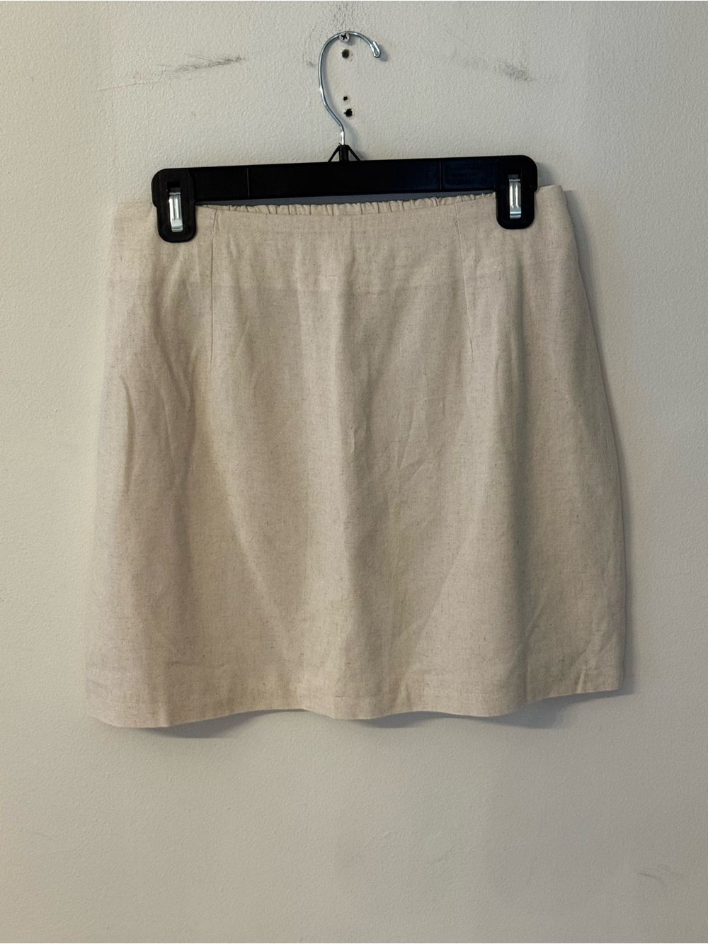 Women's Cream Linen Blend MINI SKIRT - Classic A-Line